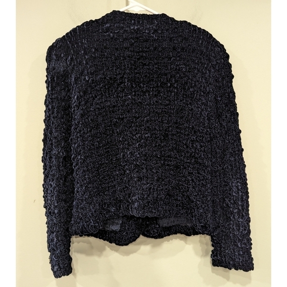 Marie-Martine Paris Blue Crinkle Jeweled Button Cardigan Size Small - Picture 3 of 7